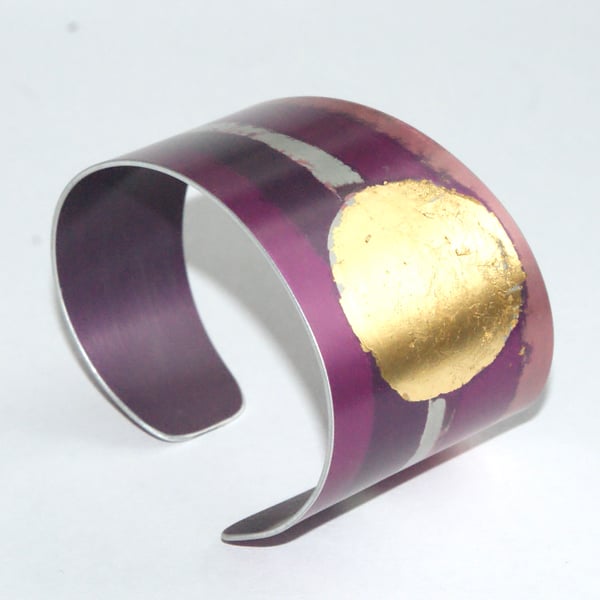 Gold sun on pink landscape cuff