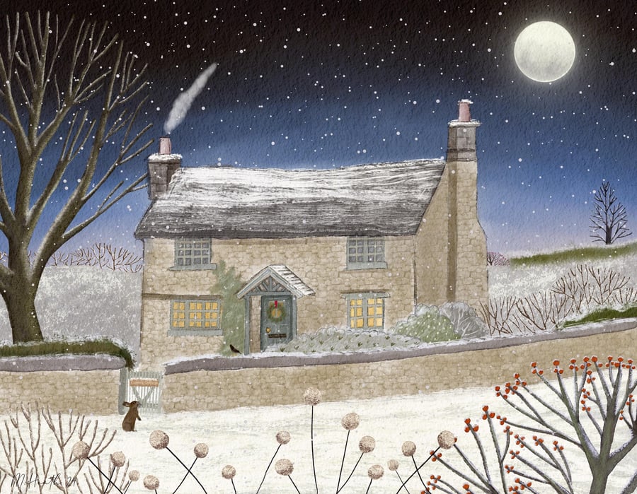 The Holiday - cottage illustration rosehill cottage movie illustration art print