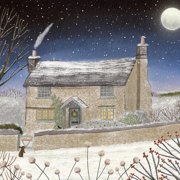 The Holiday - cottage illustration rosehill cottage movie illustration art print