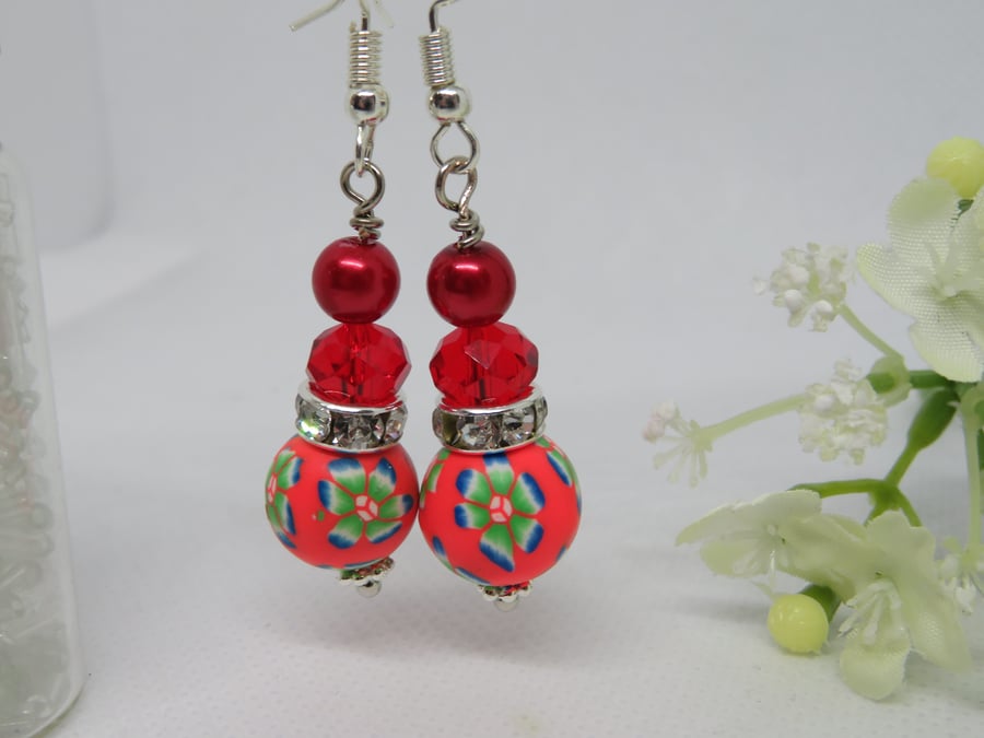 Lucy Red Polymer Clay Earrings