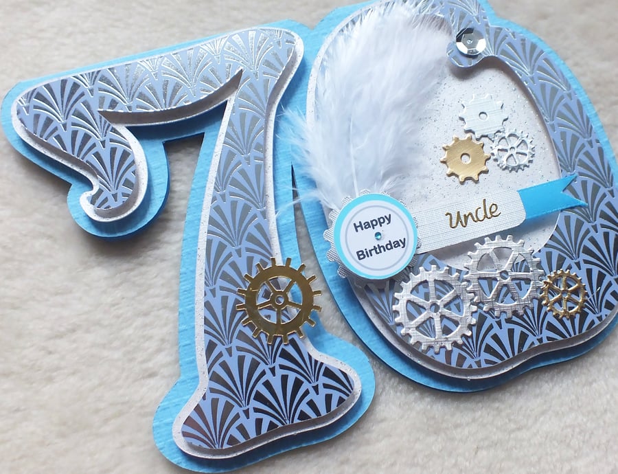 Luxury Handmade Personalised 70th Birthday Number Shaped Card