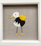 Cute, funky yellow bird embroidered picture. - Image 2