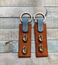 Tan and Blue Leather Keyring - Image 1