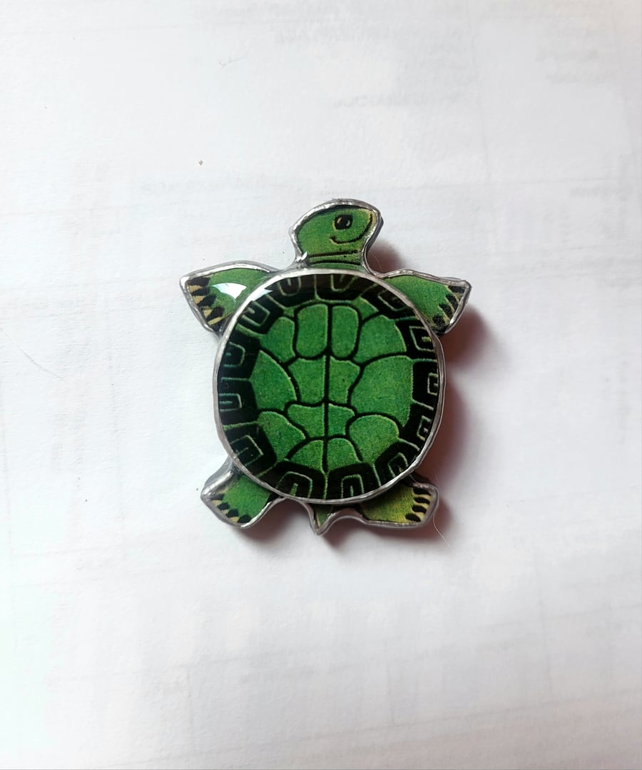 Wonderfully whimsical Statement Green Turtle Resin Brooch by EllyMental 