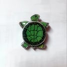 Wonderfully whimsical Statement Green Turtle Resin Brooch by EllyMental 