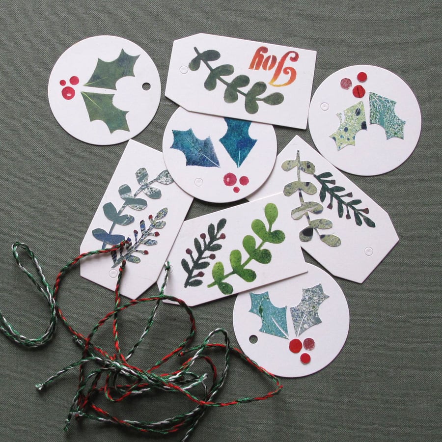 8 Handmade Christmas Gift Tags with Hand Twisted Ties