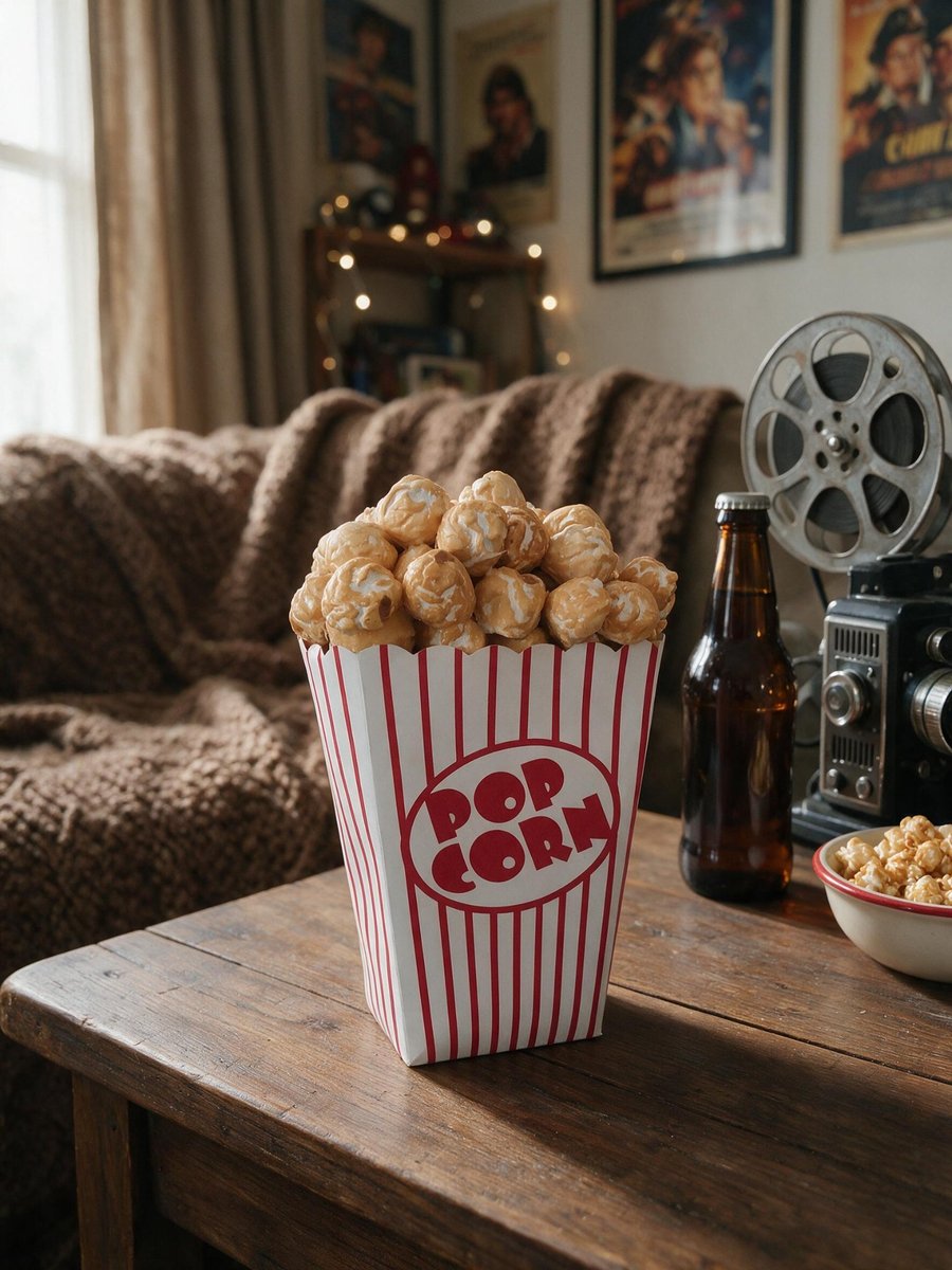 Handmade Air Dry Clay Popcorn Faux Cinema Snack in a Striped Box