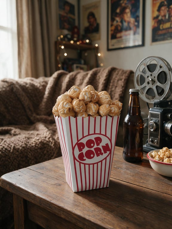 Handmade Air Dry Clay Popcorn Faux Cinema Snack in a Striped Box