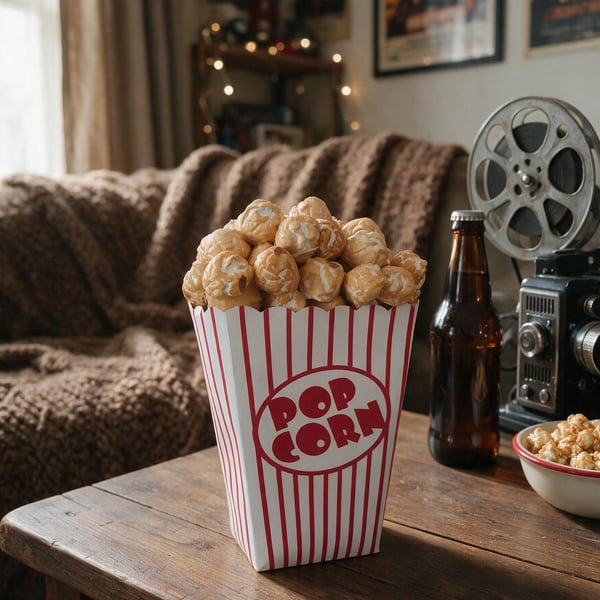 Handmade Air Dry Clay Popcorn Faux Cinema Snack in a Striped Box