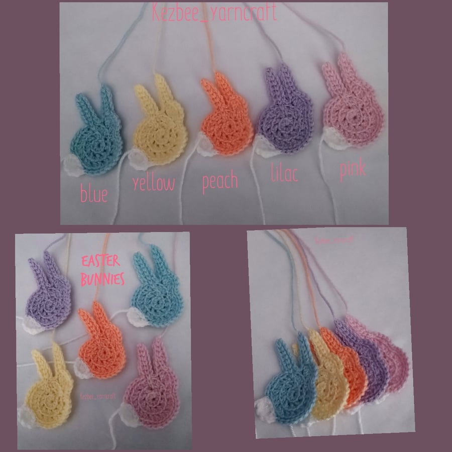 Easter Bunny Applique x 5 - hand crocheted
