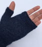 Alpaca Wrist Warmers Fingerless Gloves Blue - Image 3