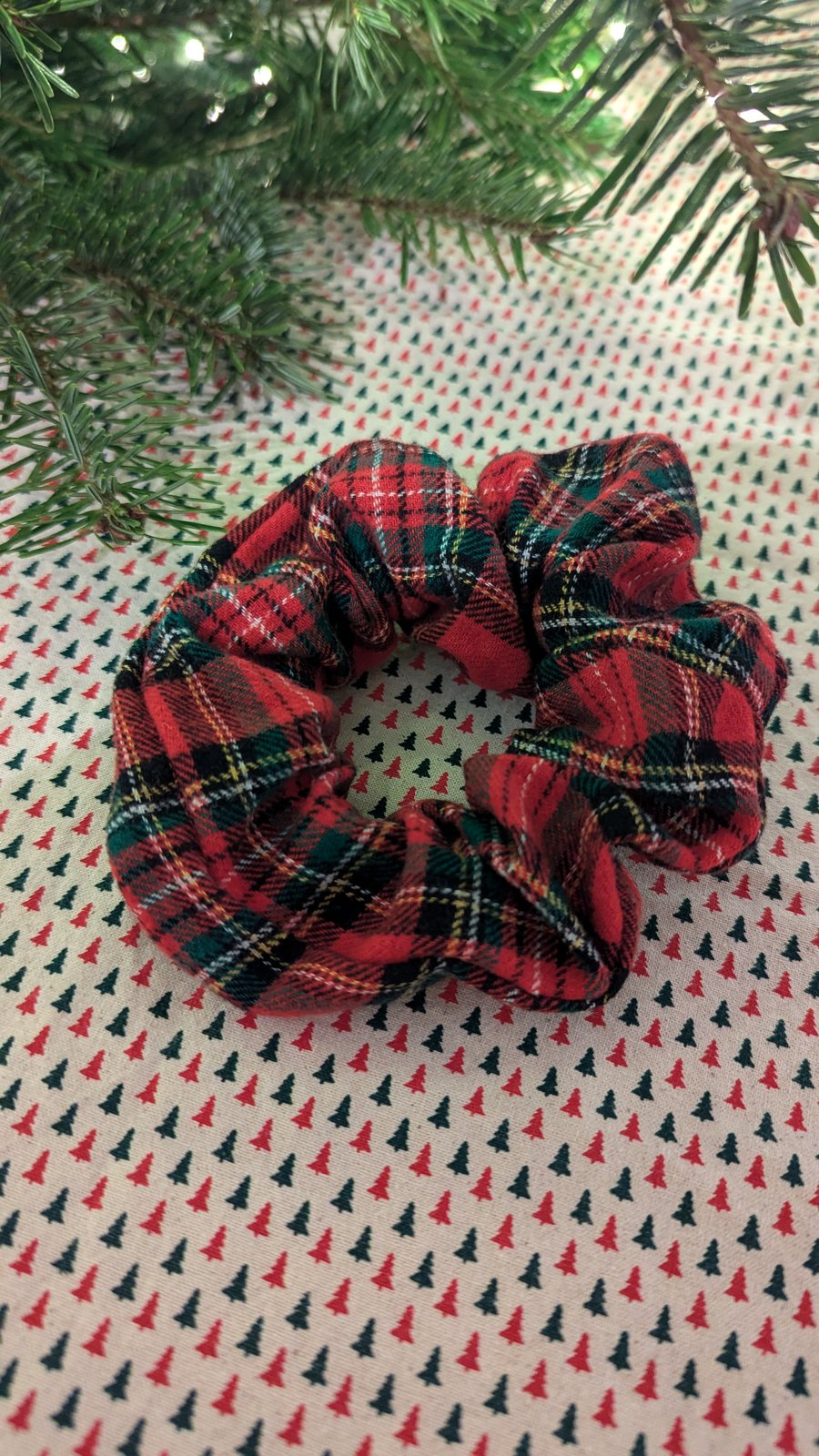 Red Tartan Scrunchie 