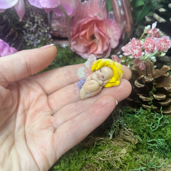 Ooak Baby Fairy, Fairy Gift, Polymer Clay, Fairy Gift, Sleeping Fairy