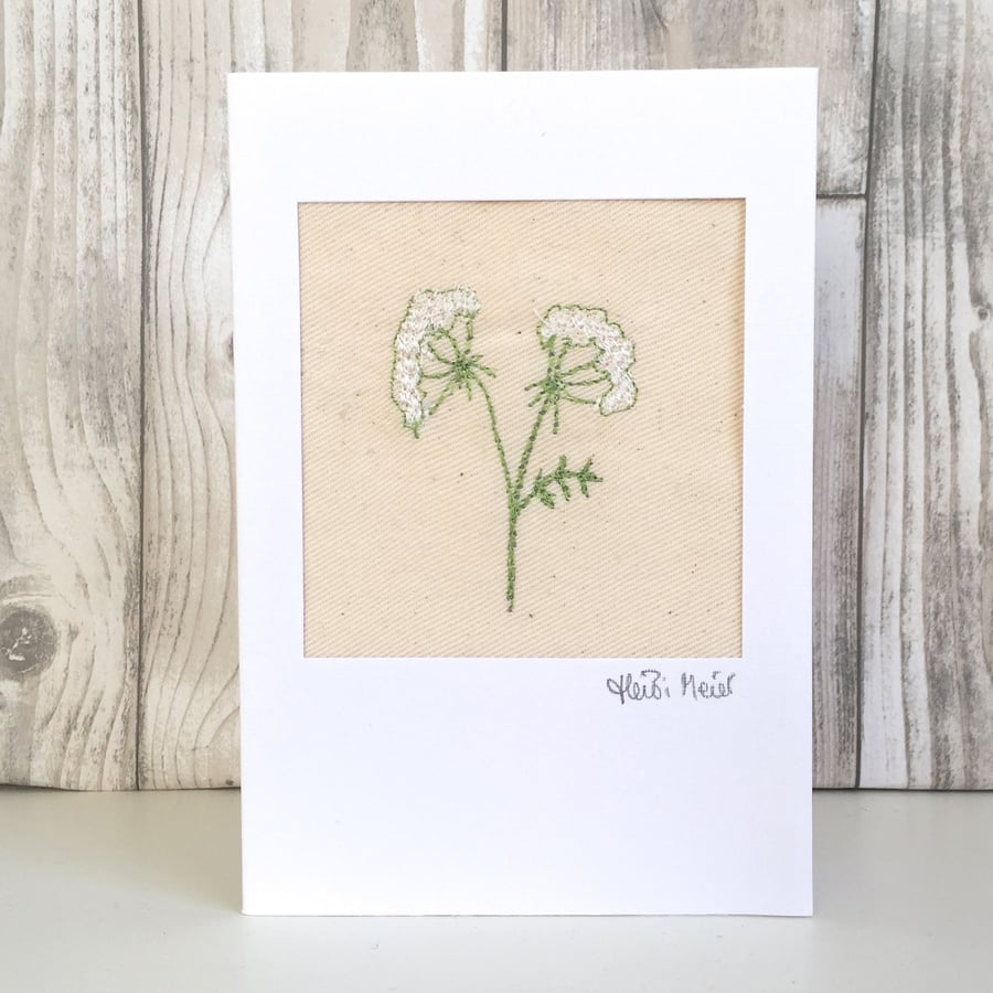 Sympathy card - cow parsley floral flower, thinking of you, condolence card