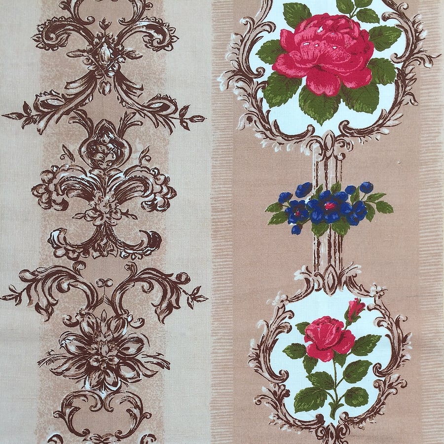 Stockholm MCM Regency Rose Floral 60s Barkcloth vintage fabric Lampshade option 