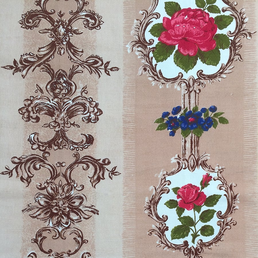 Stockholm MCM Regency Rose Floral 60s Barkcloth vintage fabric Lampshade option 