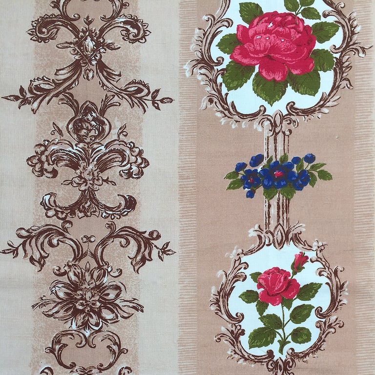 Stockholm MCM Regency Rose Floral 60s Barkcloth vintage fabric Lampshade option 