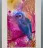 Hand painted Owl greetings card  - Image 3