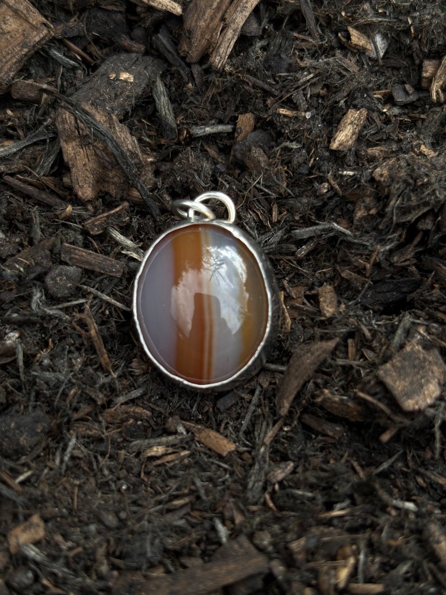 Orange striped agate pendant 