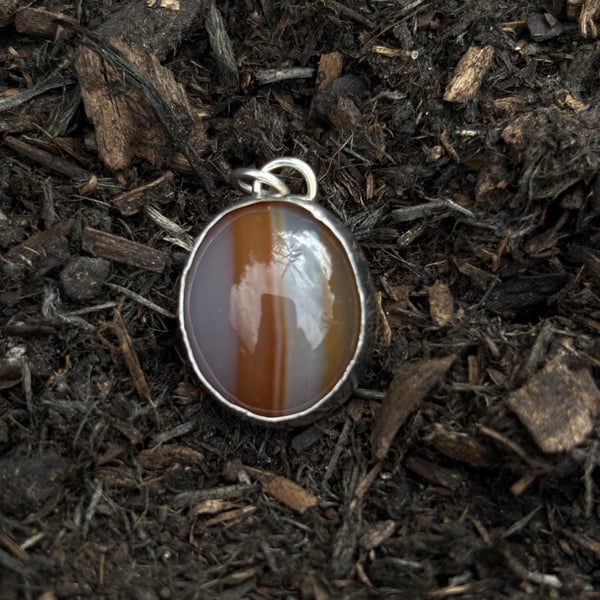 Orange striped agate pendant 