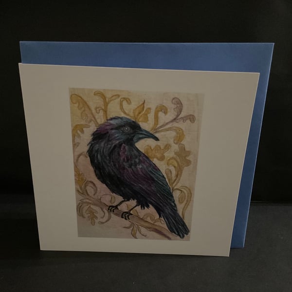 Raven blank greeting card 