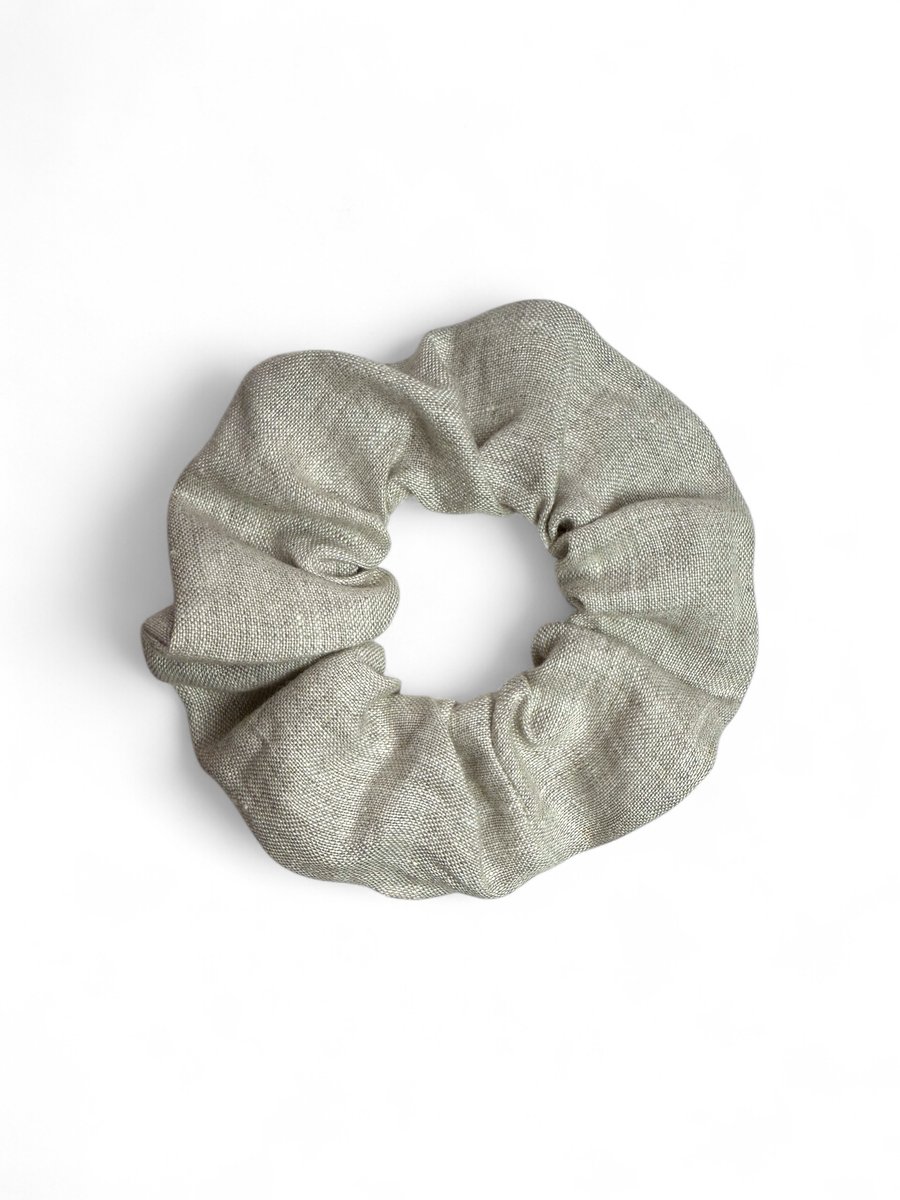 Natural Oat Linen Scrunchie - Large