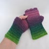  Adults Fingerless Crochet Mitts Pink Purple Green
