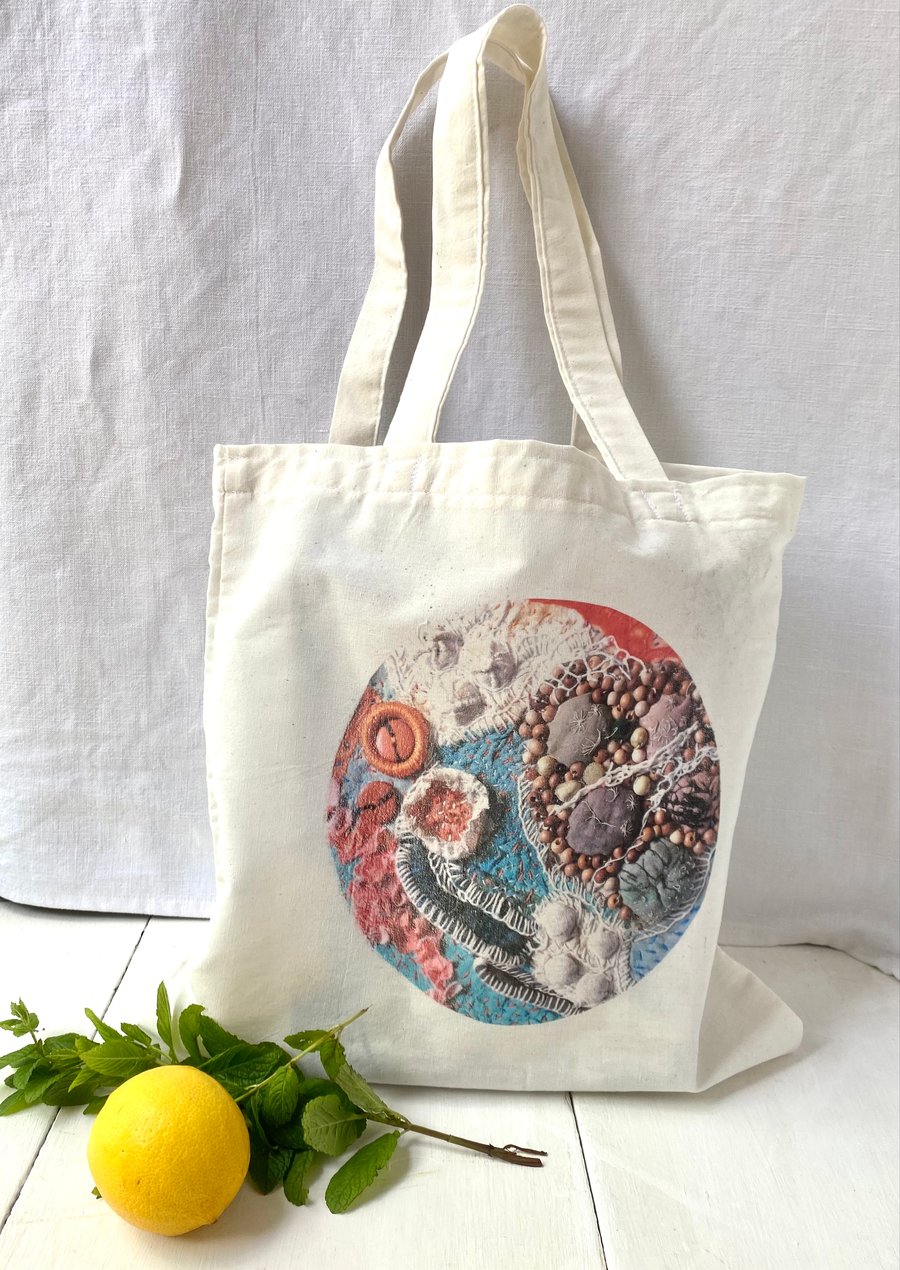 Cotton Beach Tote- shoreline art print