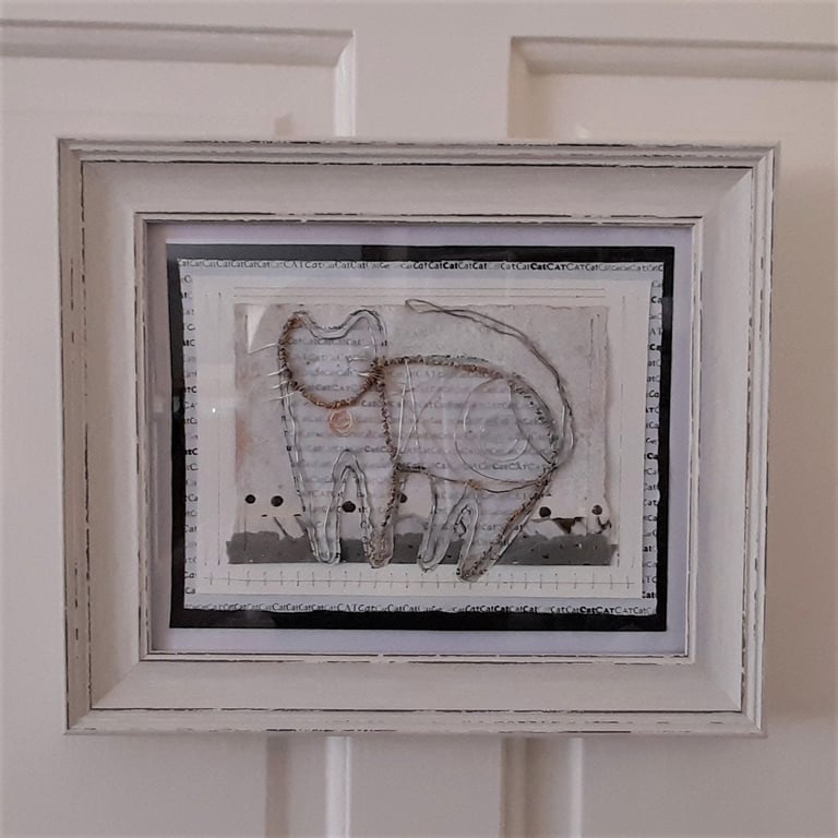 The Friendly Wire Cat. A Handmade Art Picture. Purfect for Cat Lovers!!!