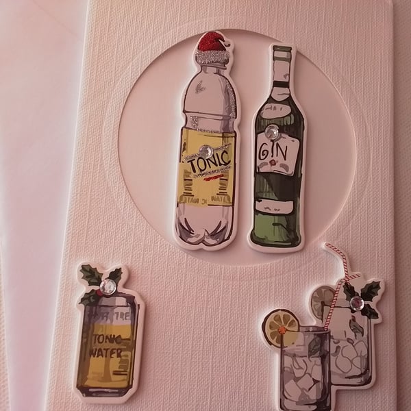 Christmas card. Gin and tonic. Ref 548