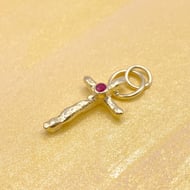 Ruby Set Silver Cross 