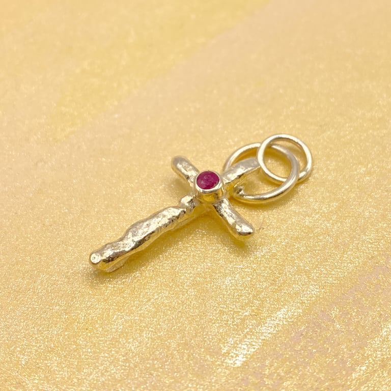 Ruby Set Silver Cross 