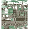 Sheffield City View No.7 A3 poster print (peppermint & warm grey)
