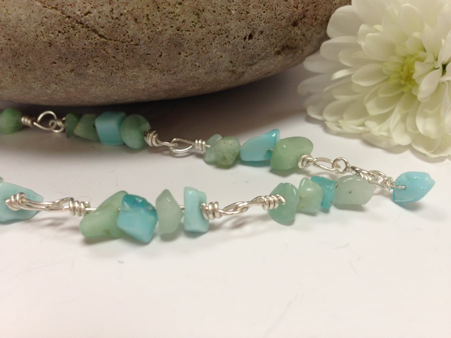 Sterling Silver Aqua Amazonite Bracelet