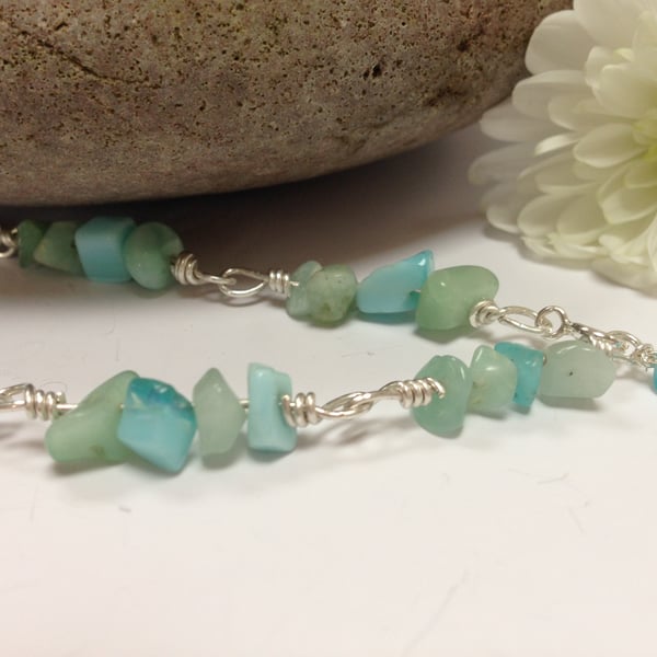 Sterling Silver Aqua Amazonite Bracelet