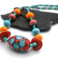 coral pink spot lampwork glass beaded necklace