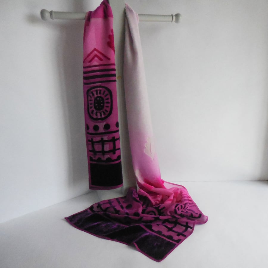 SUMMER SECONDS LIMITED EDITION SILK VISCOSE DEVORE VELVET SCARF