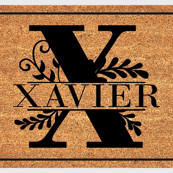 X Letter Door Mat - Personalised Monogram Letter X Welcome Mat - 3 Sizes