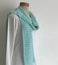 COTTON  and SILK scarf. 'Wayside' . Lightweight , all-seasons. Pale blue. - Image 1