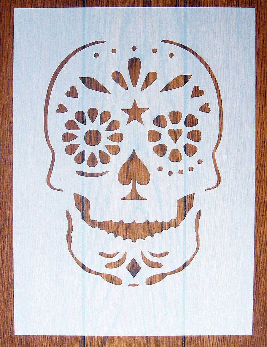 Day of the Dead Skull - Día de Muertos Stencil Mask Reusable for Arts & Crafts