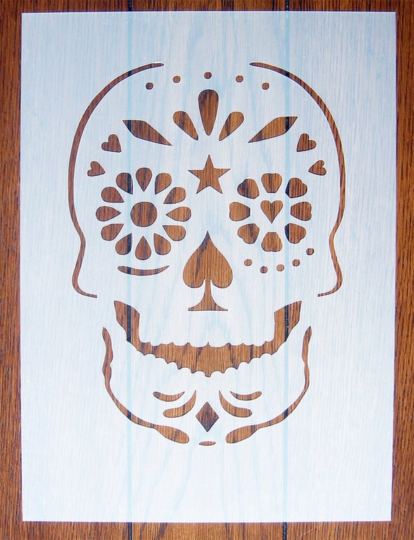 Day of the Dead Skull - Día de Muertos Stencil Mask Reusable for Arts & Crafts