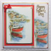 Happy Father's Day Card Fishing Boat and Village Scene 3D Luxury Handmade Card