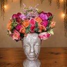 Orange Pink Flower Crown Handmade Festival Headpiece Fairy Floral Crown