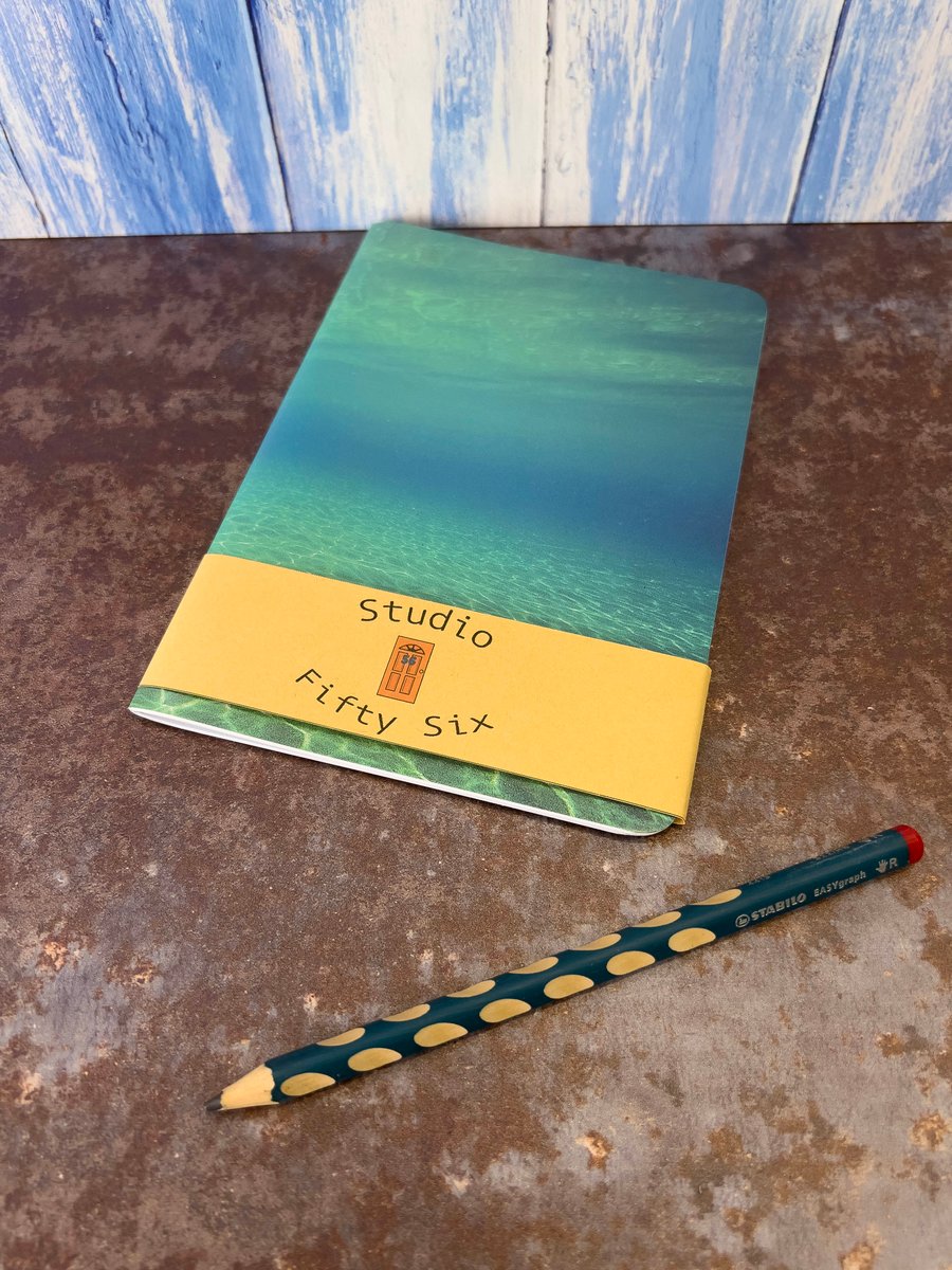 Notebook, Marine themed, A5 (ish), made from up-cycled and recycled materials.