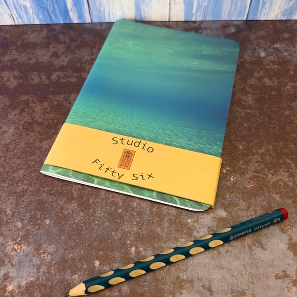 Notebook, Marine themed, A5 (ish), made from up-cycled and recycled materials.