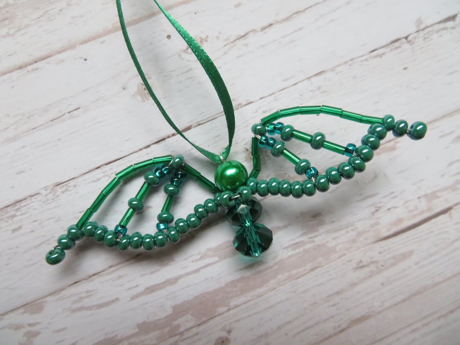 Emerald Bottle Green Beaded Crystal Bat Gift Costume Hanging Decor Halloween