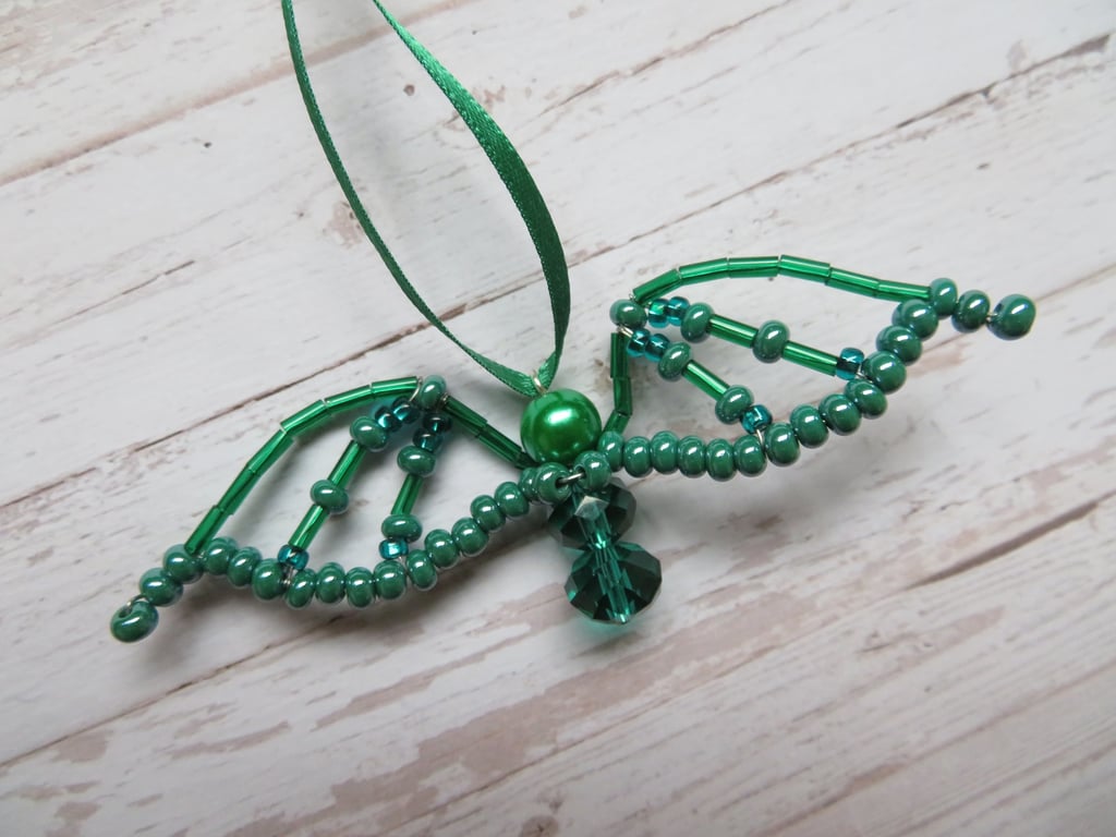 Emerald Bottle Green Beaded Crystal Bat Gift Costume Hanging Decor Halloween