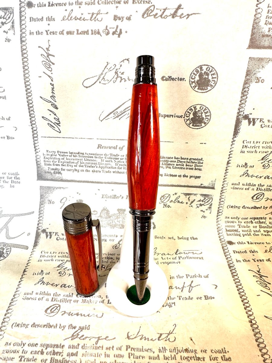 Dark Chrome & Padauk Rollerball Pen