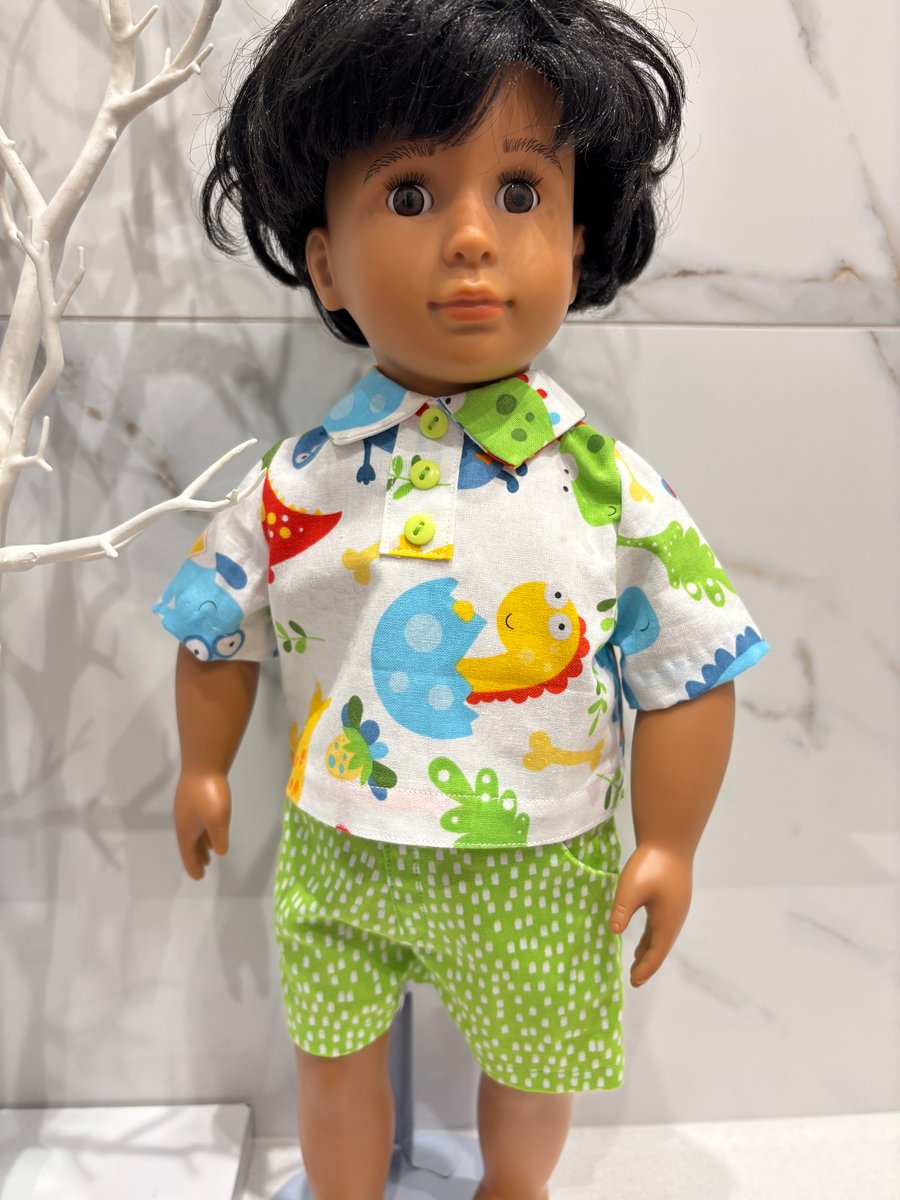 Dolls Green Dinosaur Shorts Set