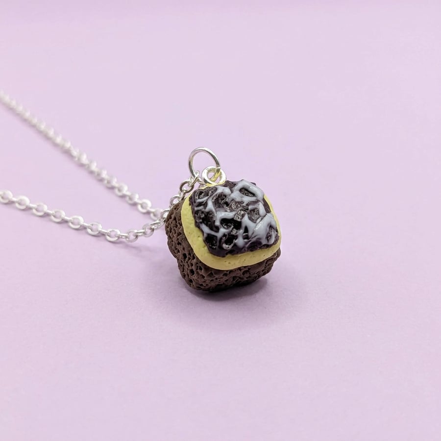 Chocolate Traybake Necklace Miniature Food Gift For Her